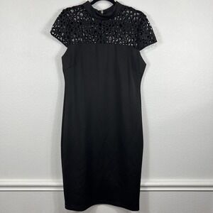 Premier Amour Sheath Dress Black Mesh Cutout Midi Stretch Bodycon Women's 14